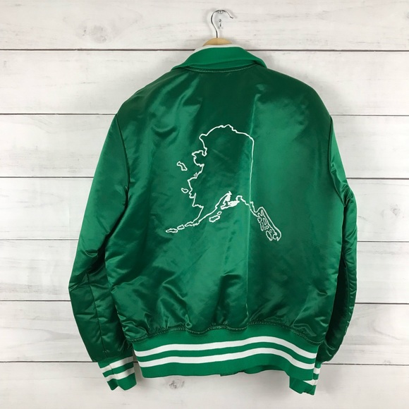 Vintage 1980s RARE Alaska Miners Satin Bomber Jacket - Picture 2 of 7